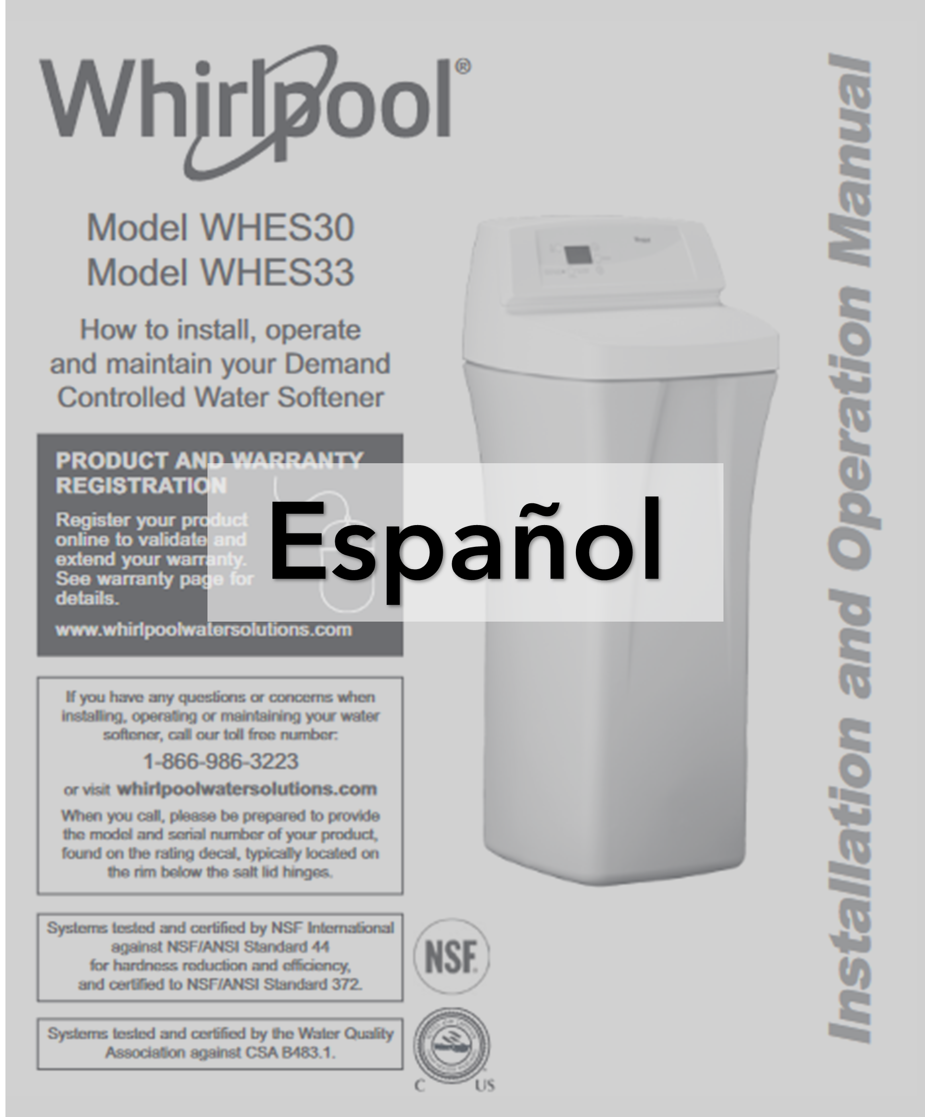 WHES30 / WHES33 Manual Whirlpool